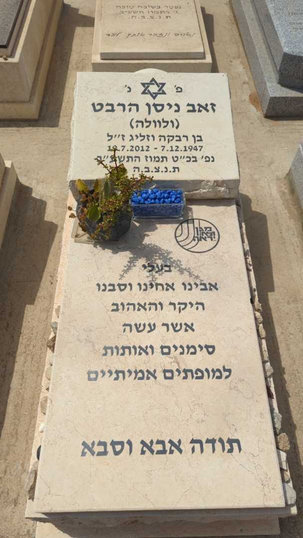 קברו של זאב ניסן "ולוולה" הרבט. תמונה 1