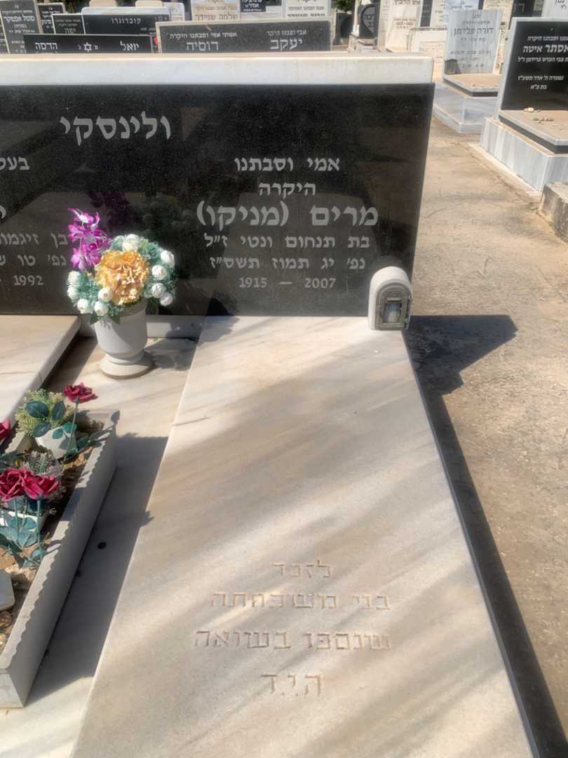 קברו של מרים "מניקו" ולינסקי. תמונה 2