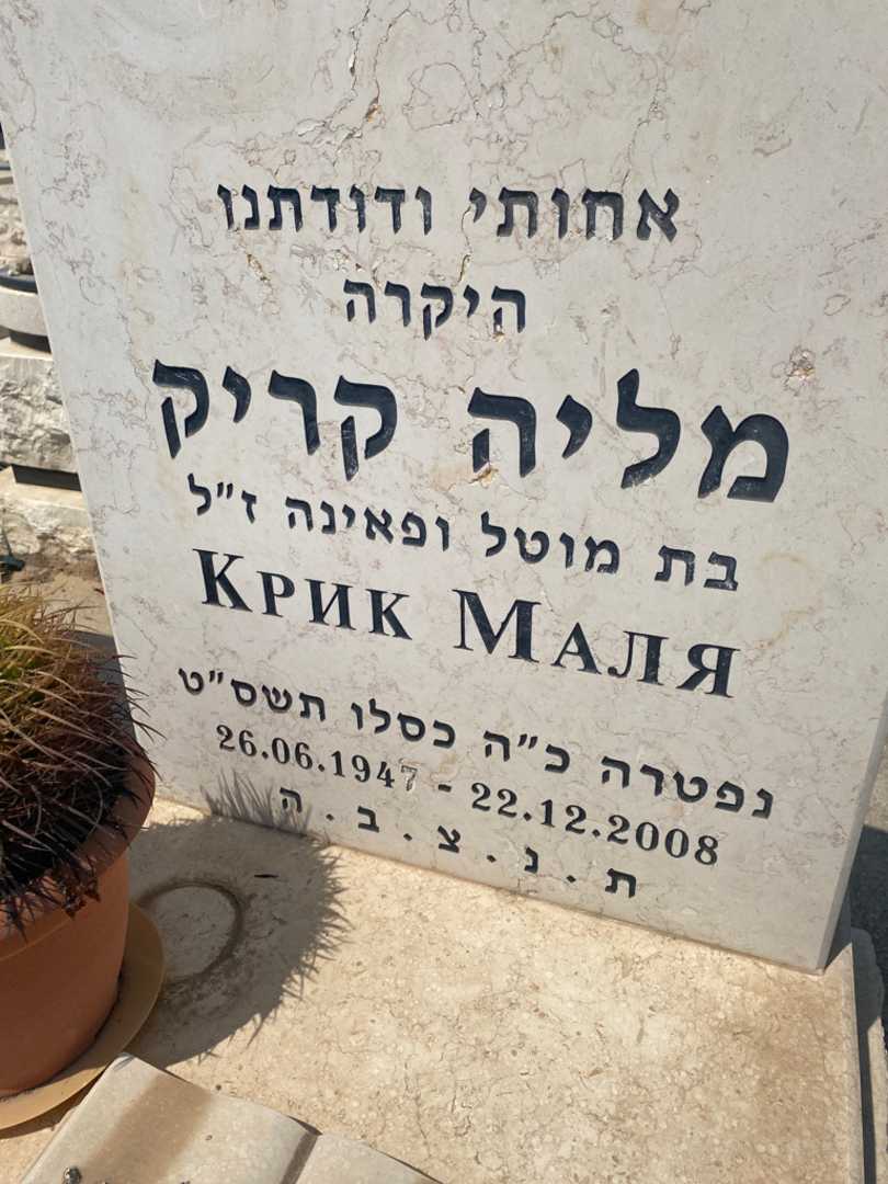 קברו של מליה קריק. תמונה 2